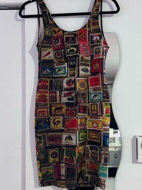 Burning Artists Collective Printed Nylon Spandex Bodycon Festival Dress